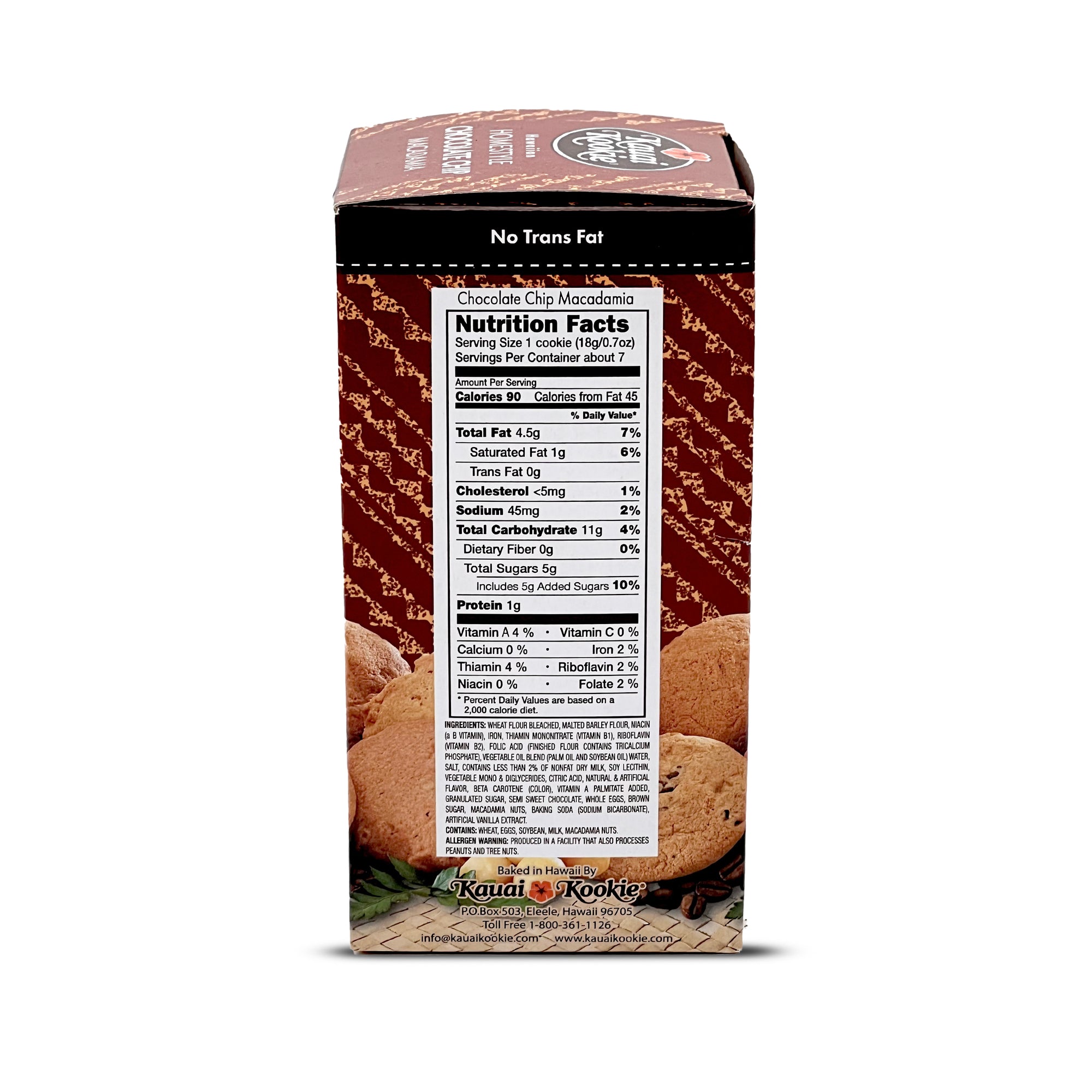 Pop-Up Mākeke - Kauai Kookie - Homestyle Chocolate Chip Macadamia Nut Cookies - Nutritional Facts