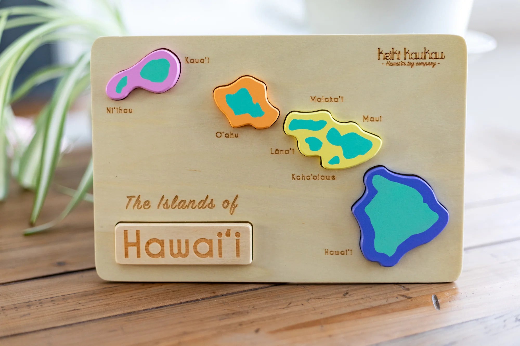 Pop-Up Mākeke - Keiki Kaukau - Hawaiian Islands Chunky Wood Puzzle - Front View