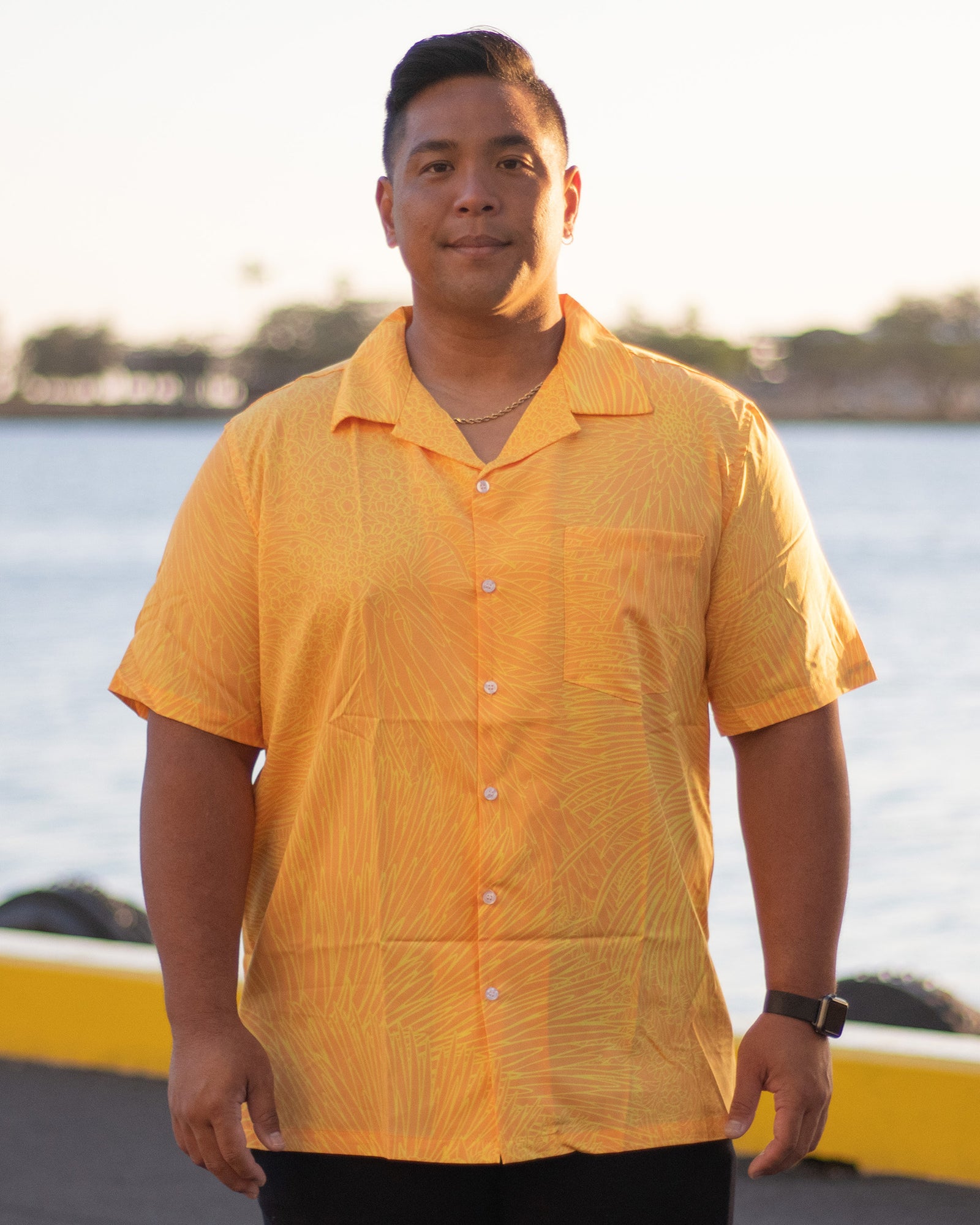 Pop-Up Mākeke - Kini Zamora - Silversword Aloha Shirt - Yellow - Front View