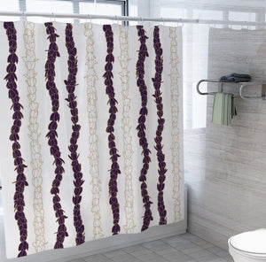 Pop-Up Mākeke - Laha'ole Designs - Poni Pīkake Lei Polyester Shower Curtain - Side View