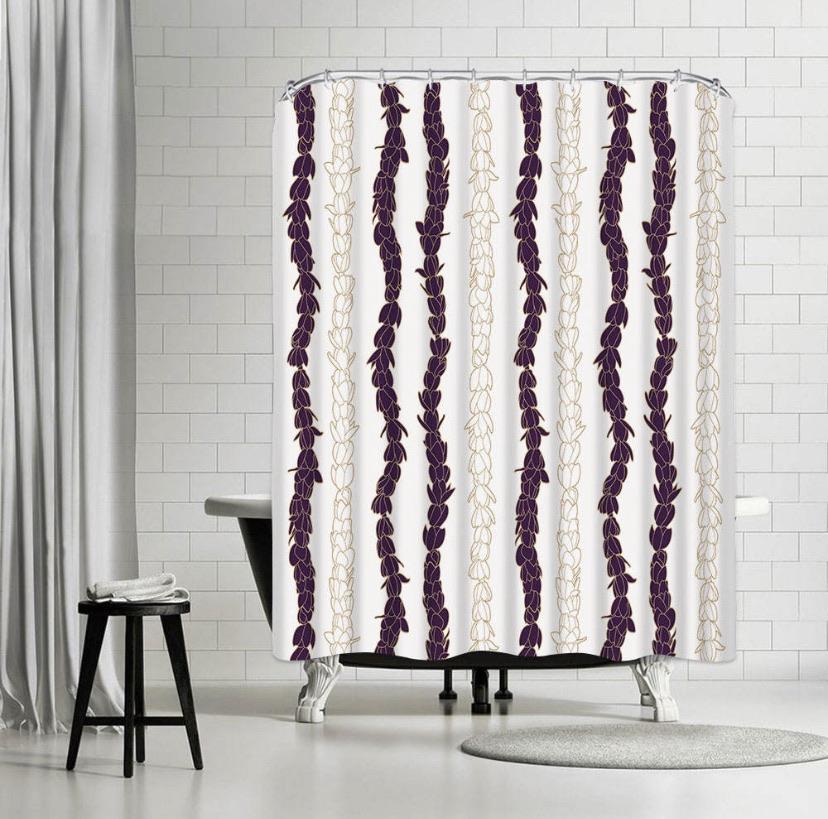 Pop-Up Mākeke - Laha&#39;ole Designs - Poni Pīkake Lei Polyester Shower Curtain