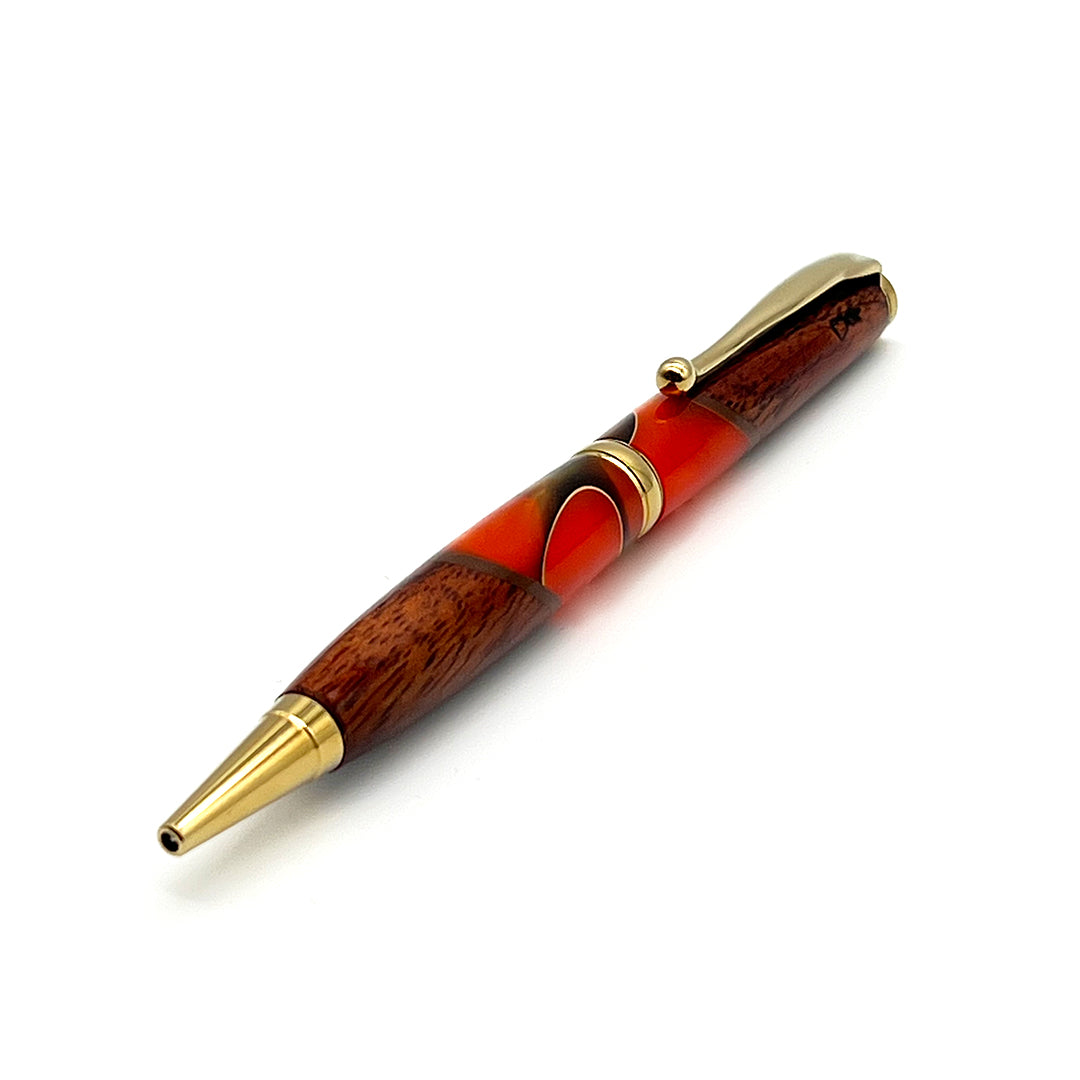 Pop-Up Mākeke - Lau Lau Woodworks - Designer Slim Ballpoint Pen - Style #1 - Front View
