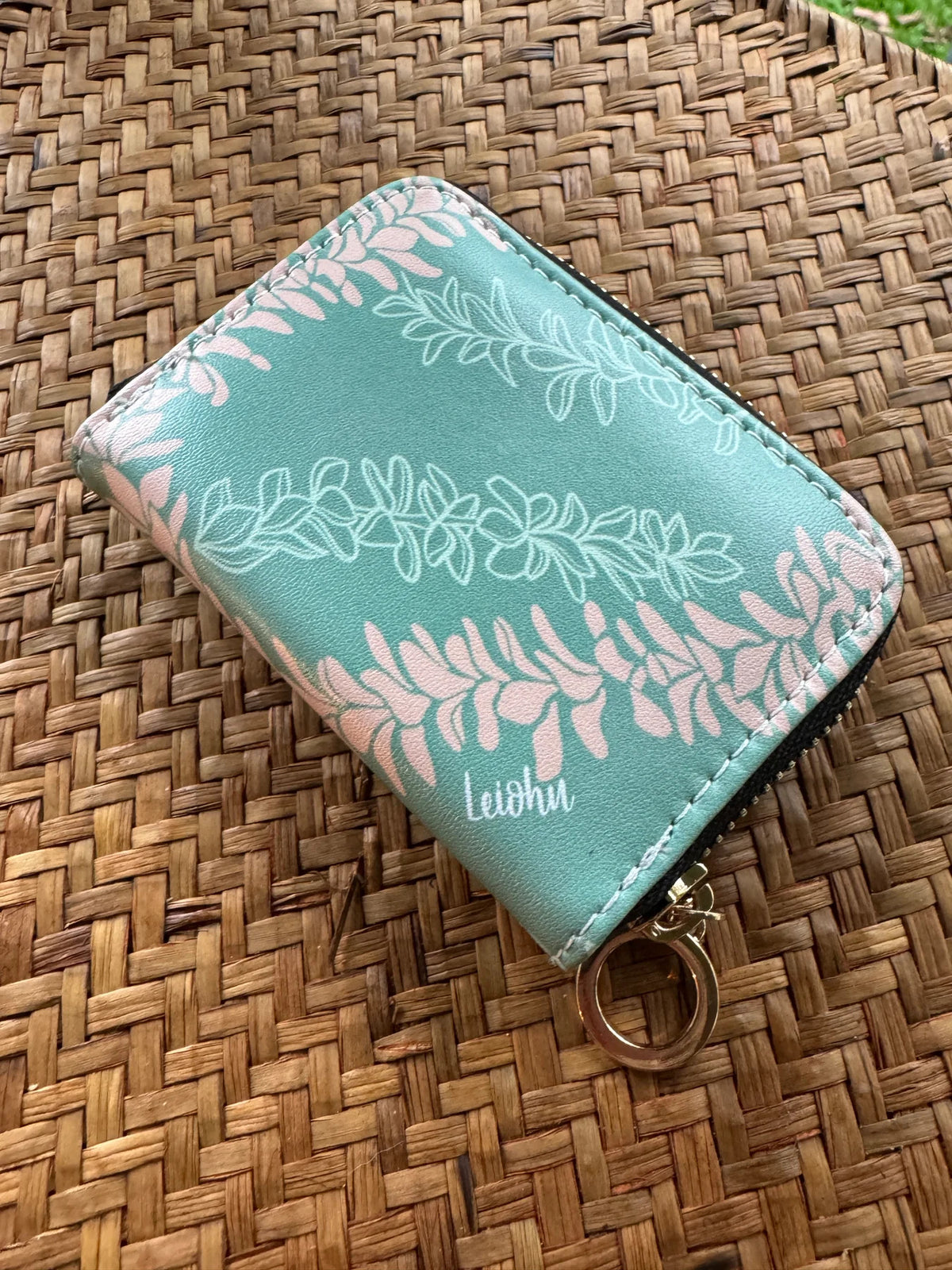 Pop-Up Mākeke - Lei&#39;ohu Designs - Mini Wallet - Groovy Pua Melia - Front View