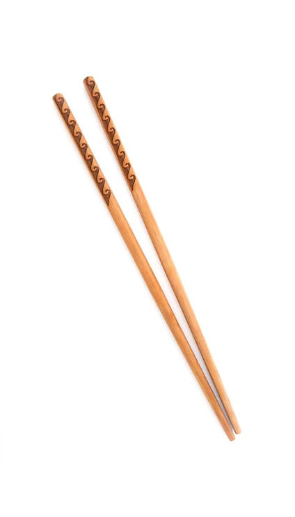 Bamboo Chopsticks with Engraving - Tribal Wave