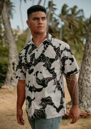 Pop-Up Mākeke - Lexbreezy Hawai'i - Men's Aloha Shirt - Kalo in Black