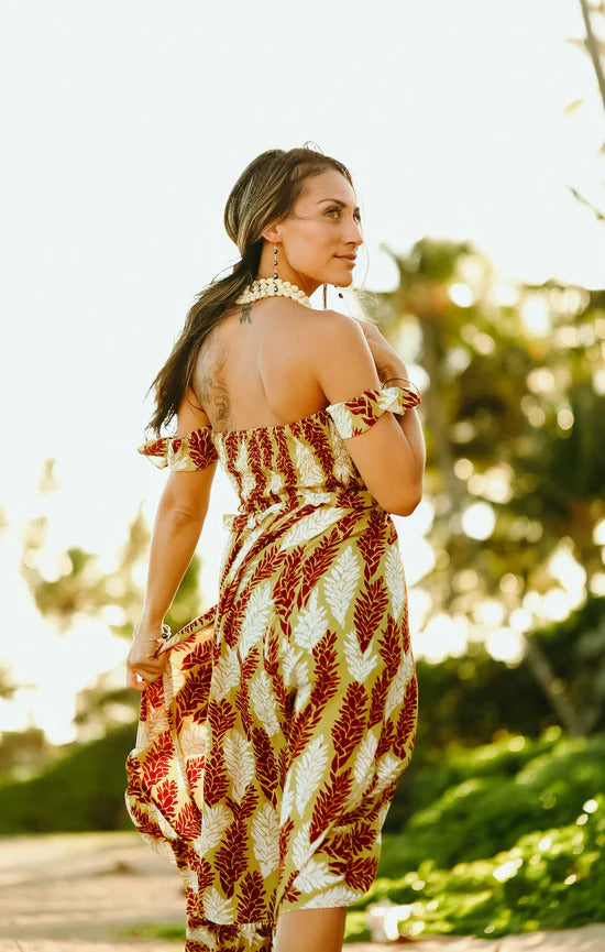 Pop-Up Mākeke - Lexbreezy Hawai'i - Muumuu Off-Shoulder Dress - Back View