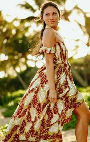 Pop-Up Mākeke - Lexbreezy Hawai'i - Muumuu Off-Shoulder Dress - Side View