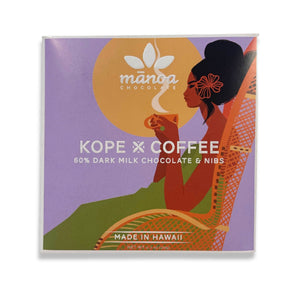 Pop-Up Mākeke - Manoa Chocolate - Kope x Coffee with Nibs Mini Dark Milk Chocolate Bar - Front View