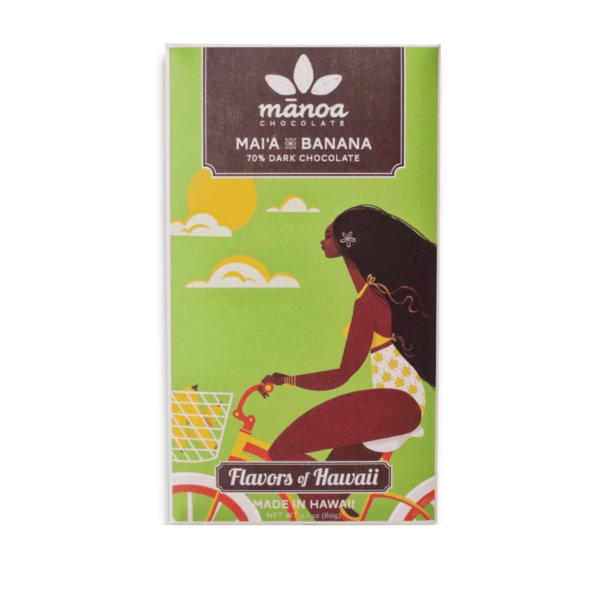 Pop-Up Mākeke - Manoa Chocolate - Mai’a x Banana Dark Milk Chocolate Bar - Front View