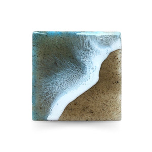 Pop-Up Mākeke - Marr Artworks - Resin Beach Ceramic Coaster - Blue