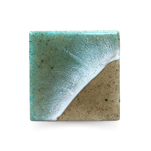 Pop-Up Mākeke - Marr Artworks - Resin Beach Ceramic Coaster - Teal