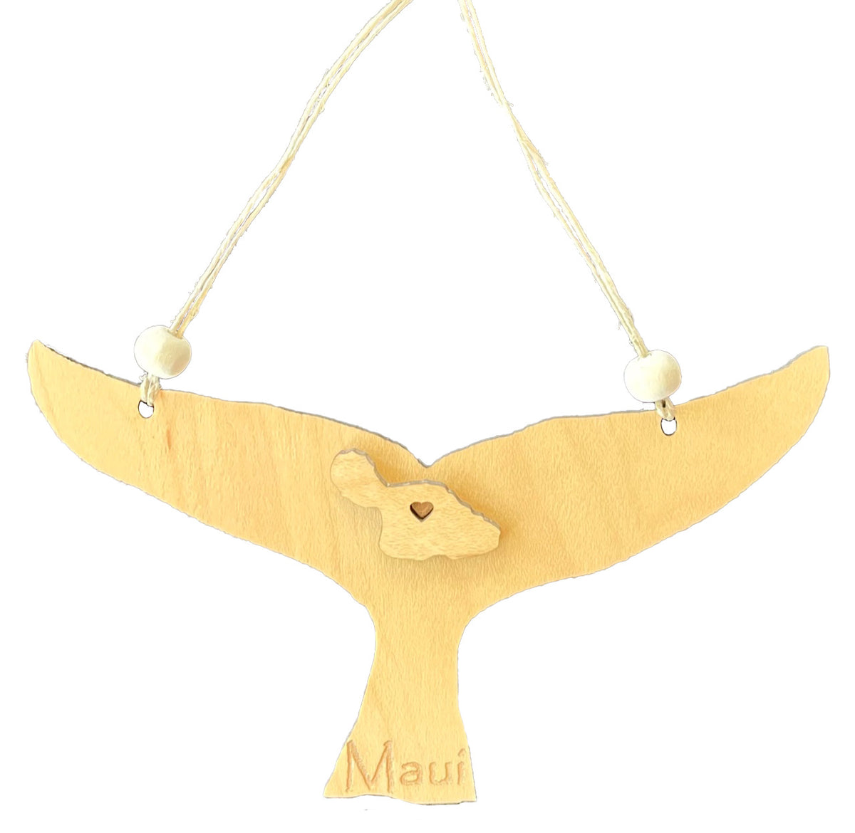 Pop-Up Mākeke - Maui Island Love - Whale&#39;s Tail Wooden Ornament