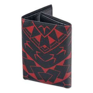 Pop-Up Mākeke - Na Koa -  Polynesian Tattoo Trifold Leather Wallet - Black & Red - Back View