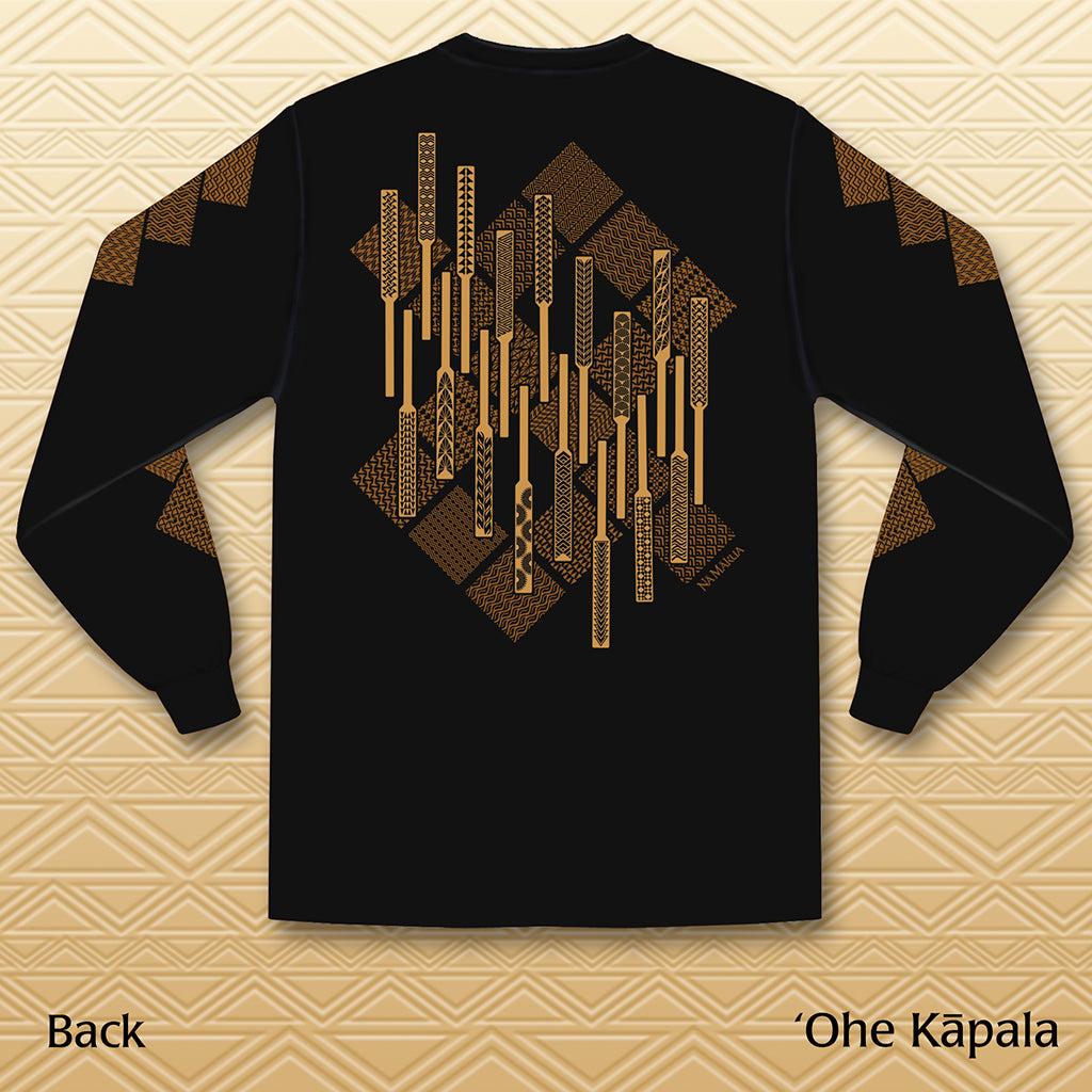 Pop-Up Mākeke - Na Makua - ʻOhe Kāpala Men's Long Sleeve Shirt - Back View