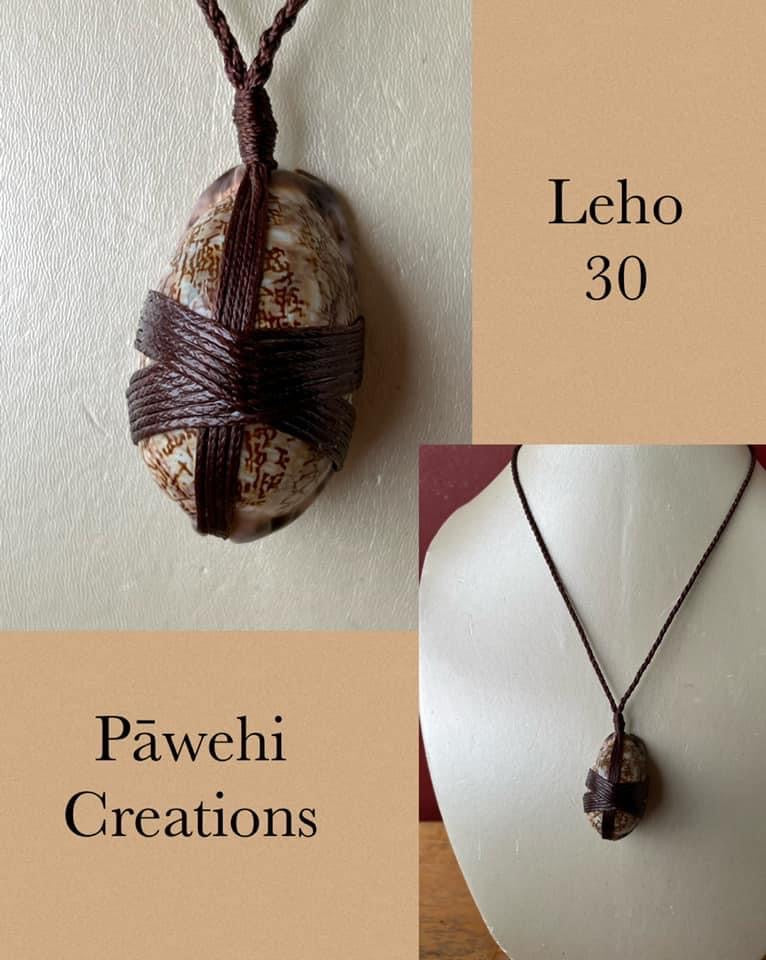 Pop-Up Mākeke - Pawehi Creations - Lashed Leho Pendant - Style #30 - Front View