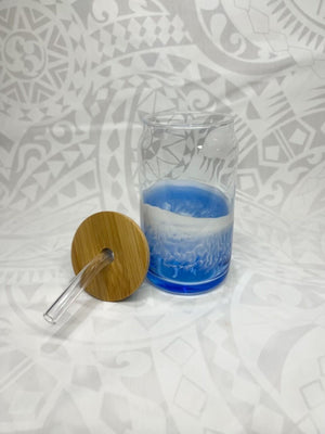 Pop-Up Mākeke - Payne Pours - Wave Glass with Bamboo Lid - Open