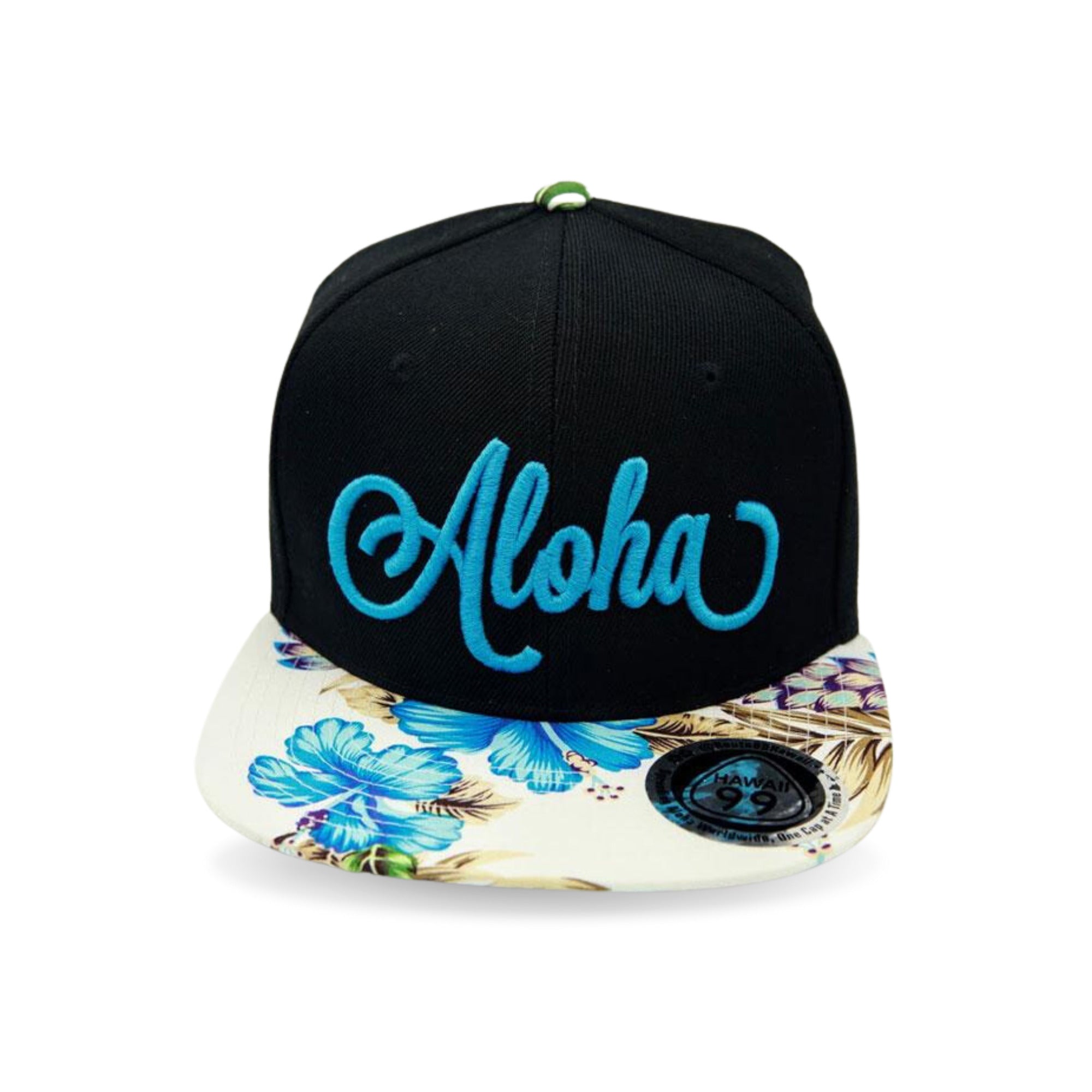 Pop-Up Mākeke - Route 99 Hawaii - Aloha Floral Snapback Hat - Blue