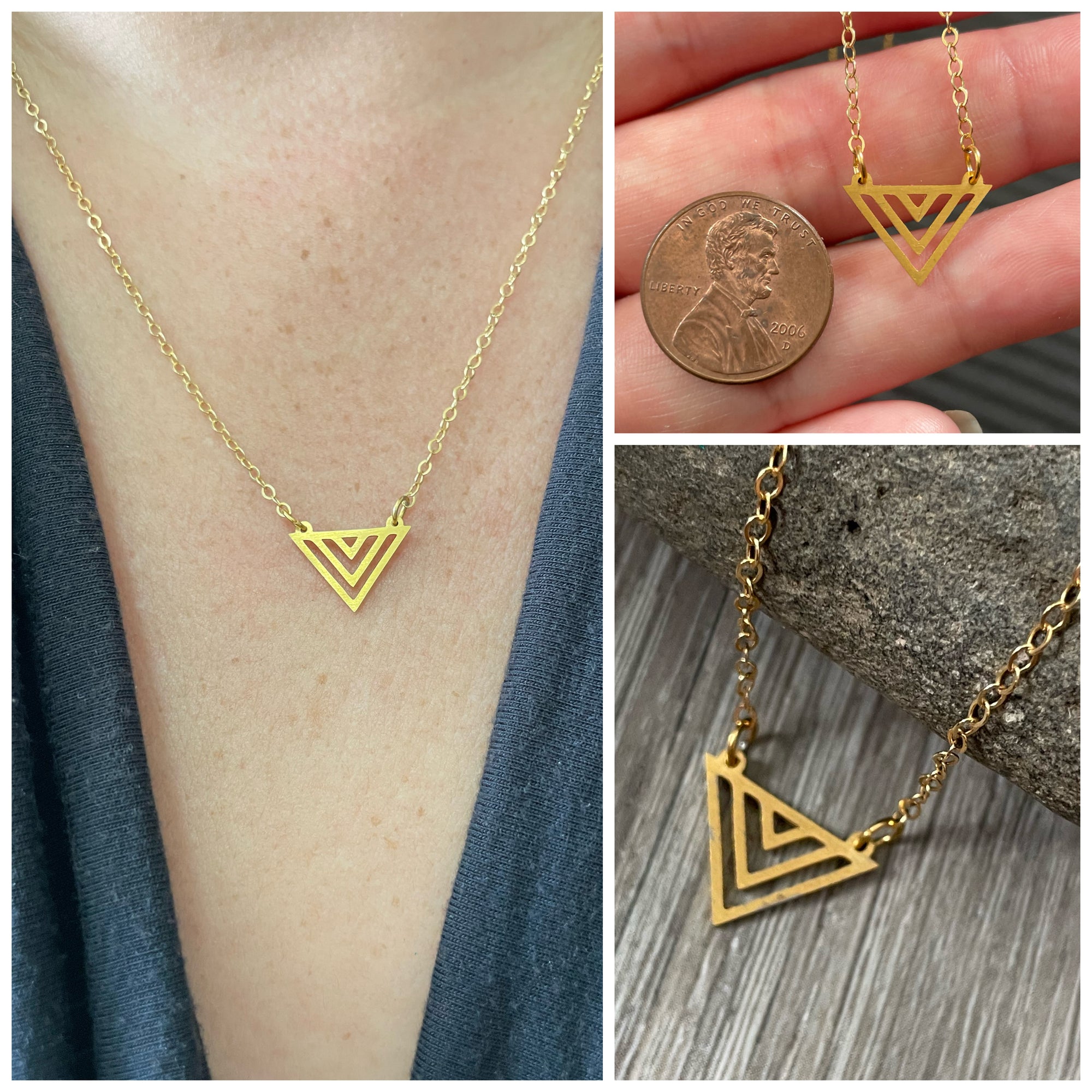 Pop-Up Mākeke - Simply Sparkle Designs - Triangle Gold Fill Necklace (Style # 8502)