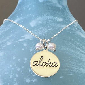 Pop-Up Mākeke - Stacey Lee Designs - Aloha Sterling Silver Necklace - White Freshwater Pearls (2)