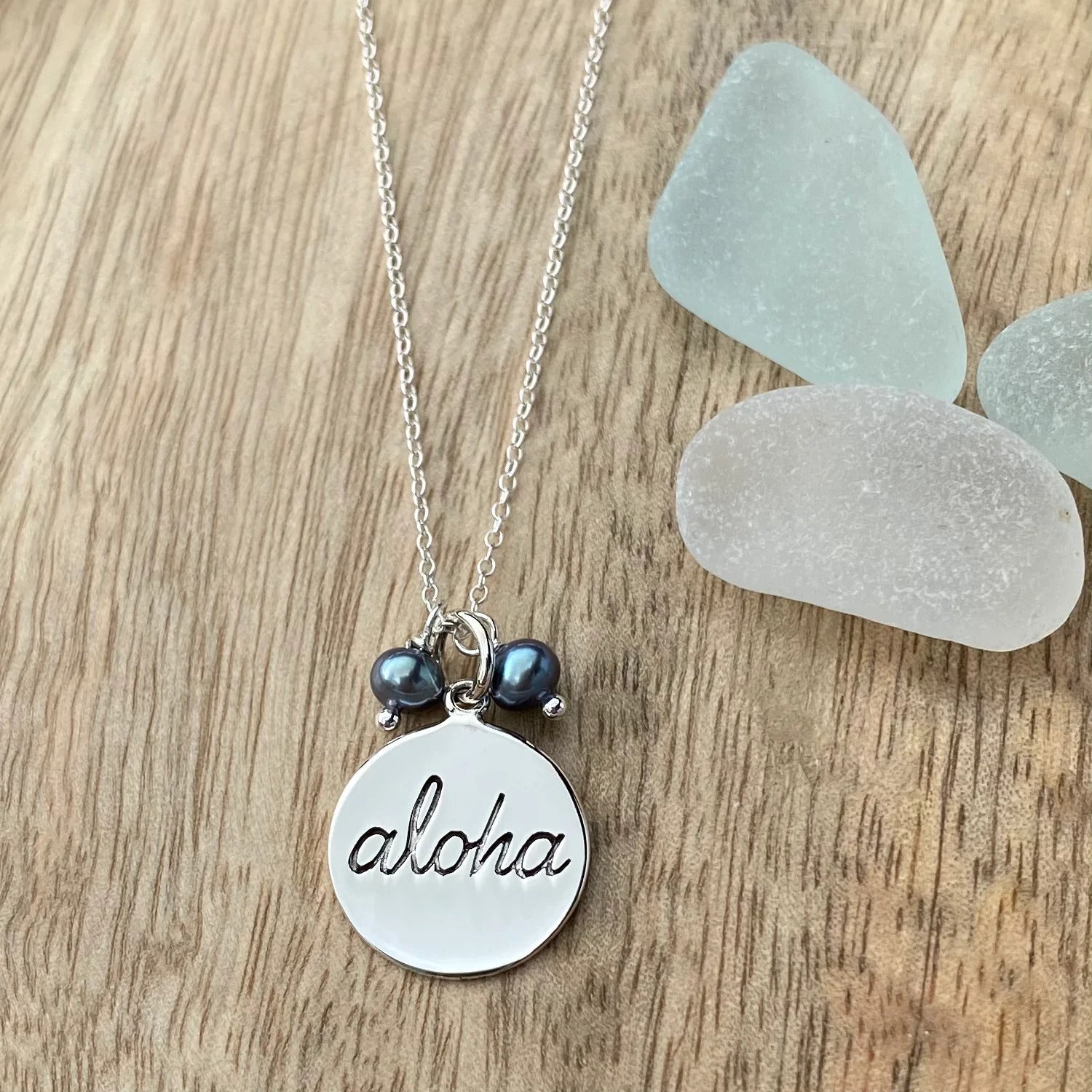 Pop-Up Mākeke - Stacey Lee Designs - Aloha Sterling Silver Necklace in Peacock Freshwater Pearls