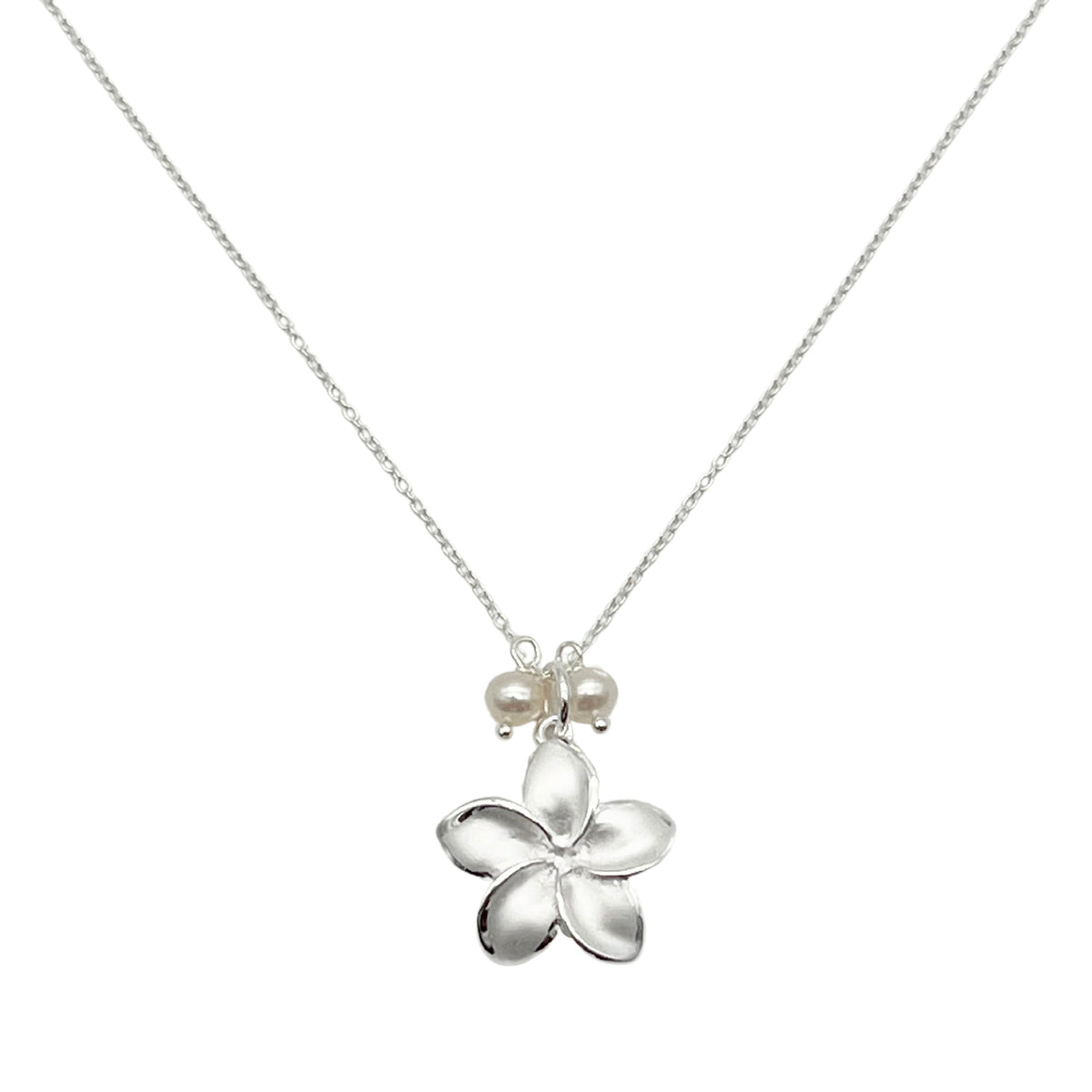 Pop-Up Mākeke - Stacey Lee Designs - Plumeria Necklace - White Freshwater Pearls