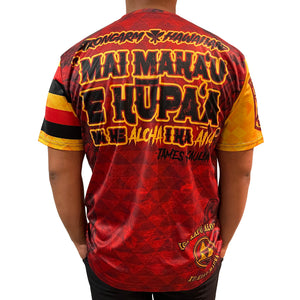 Pop-Up Mākeke - Strongarm Hawaiians - Aloha ʻĀina Sublimation Shirt - Back View - On Model