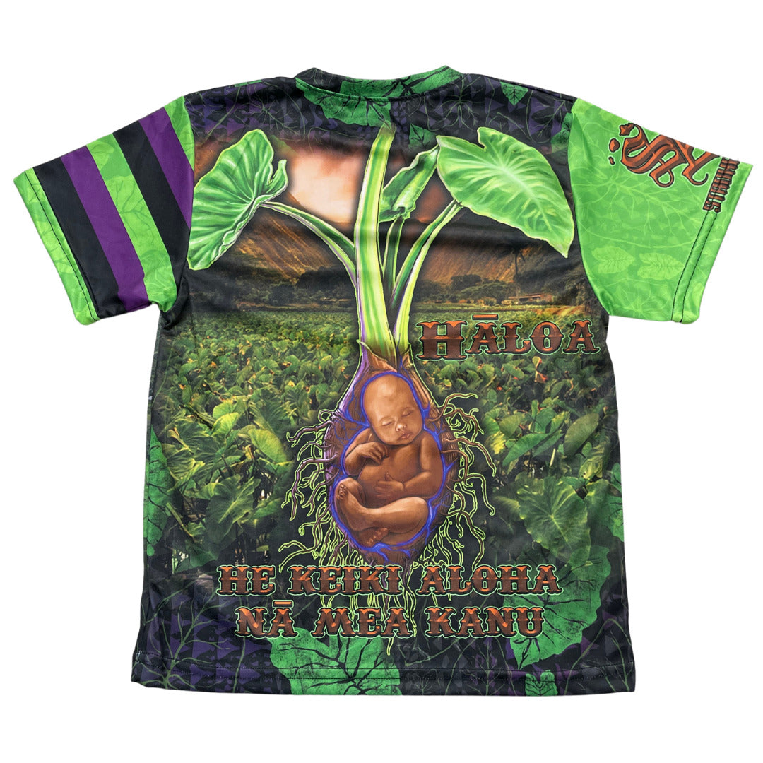 Pop-Up Mākeke - Strongarm Hawaiians - Hāloa Keiki Sublimation Shirt - Back View