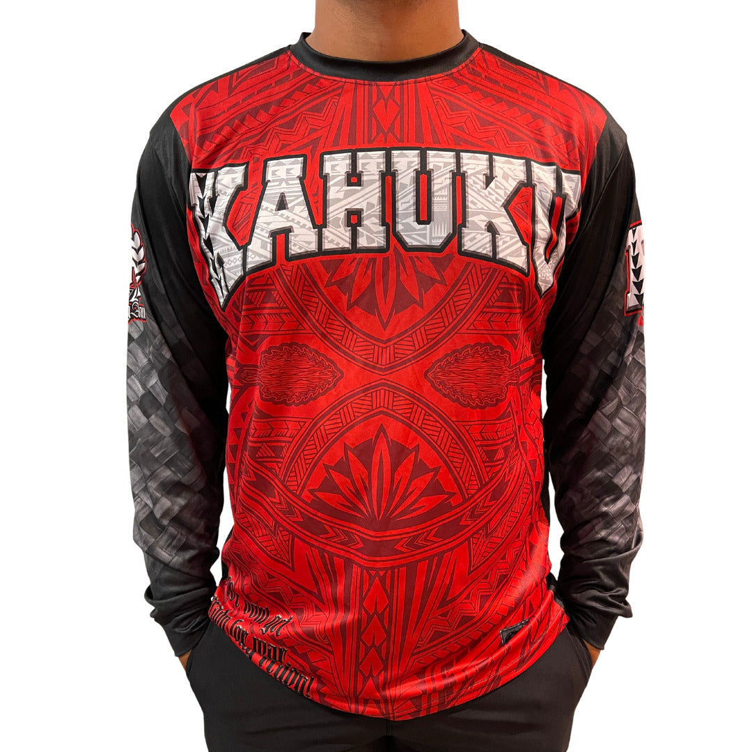 Pop-Up Mākeke - Strongarm Hawaiians - Kahuku Sublimation Long Sleeve Shirt - Front View