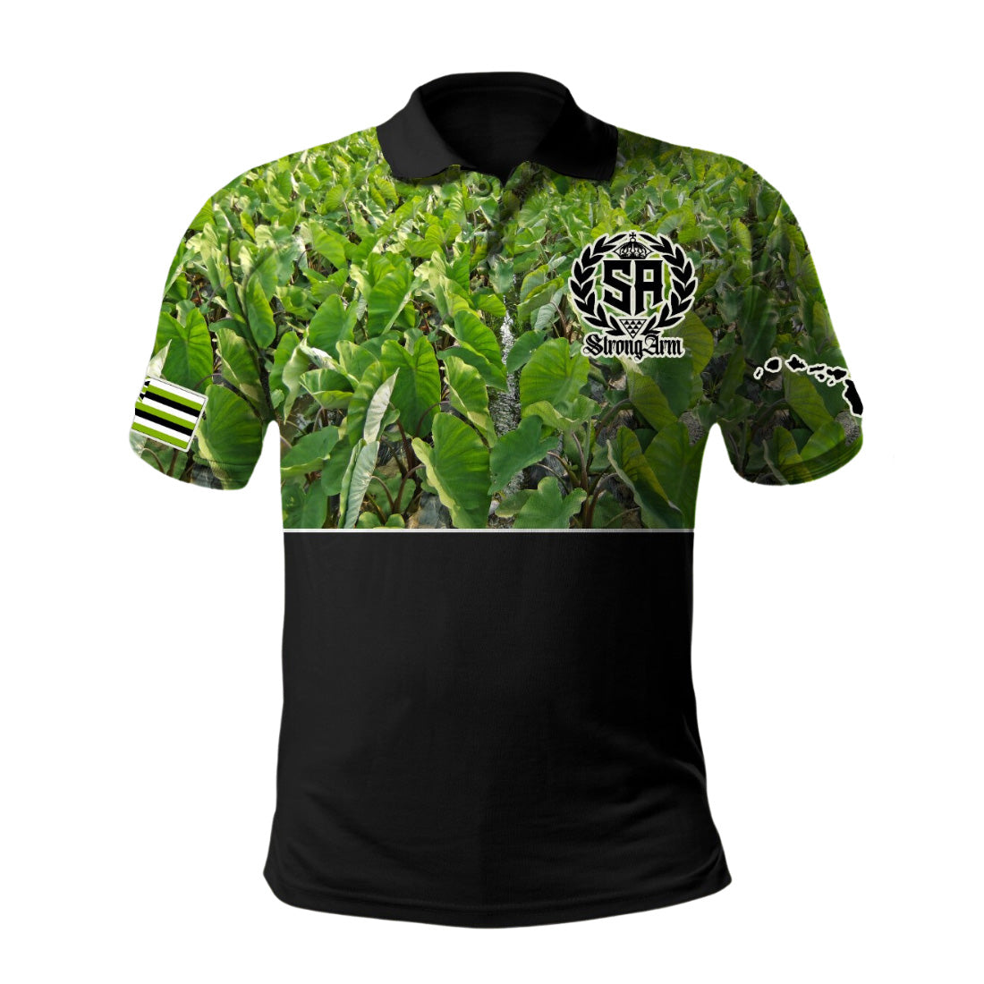 Pop-Up Mākeke - Strongarm Hawaiians - Kalo Dri Fit Polo Shirt - Front View
