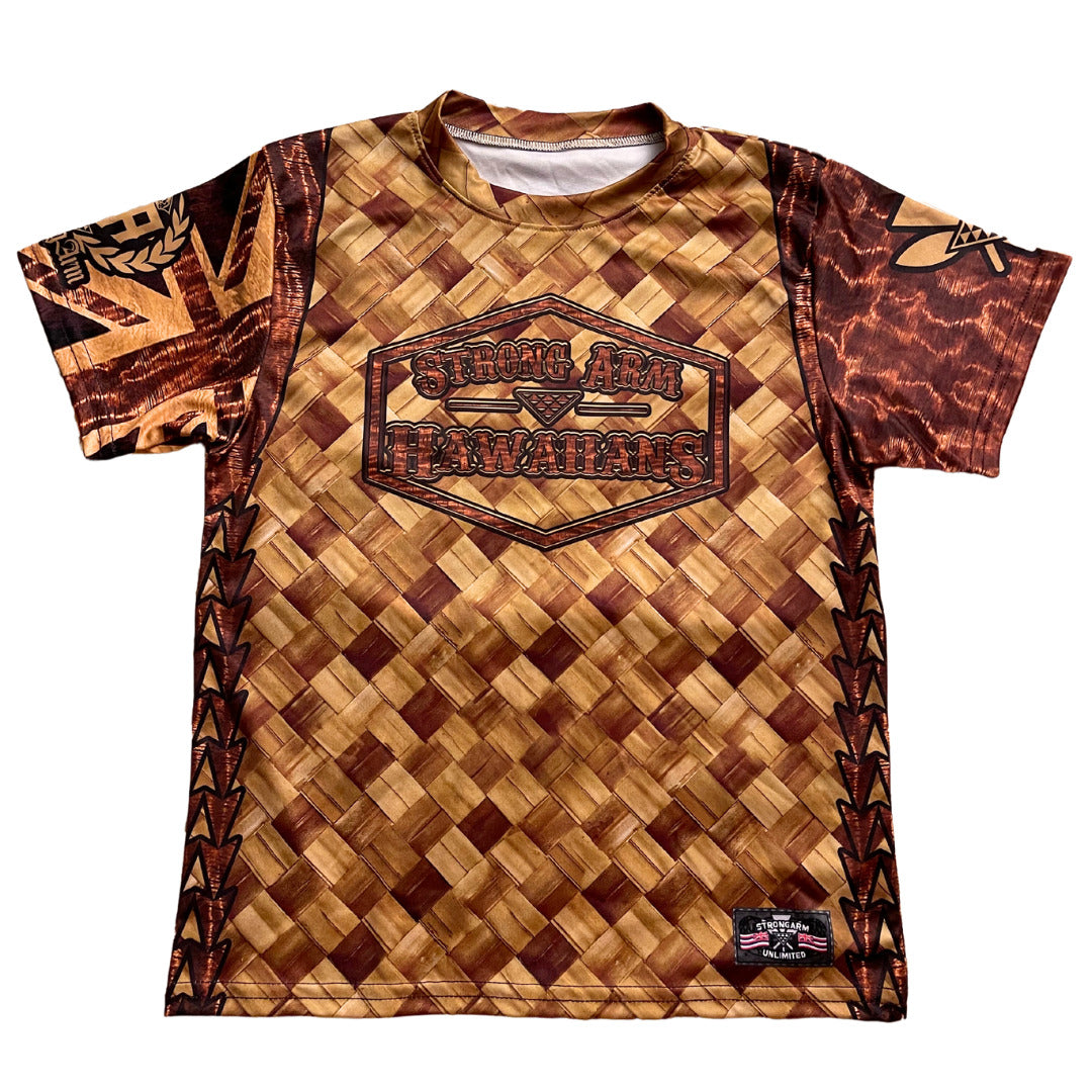 Pop-Up Mākeke - Strongarm Hawaiians - Lauhala Keiki Sublimation Shirt - Front View