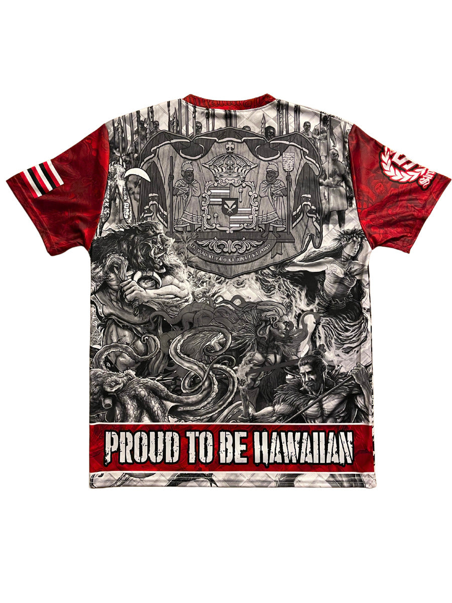 Pop-Up Mākeke - Strongarm Hawaiians - Proud To Be Hawaiian Sublimation Shirt  - Back View