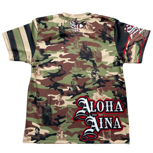 Pop-Up Mākeke - Strongarm Hawaiians - Royal Camo Keiki Sublimation Shirt - Back View