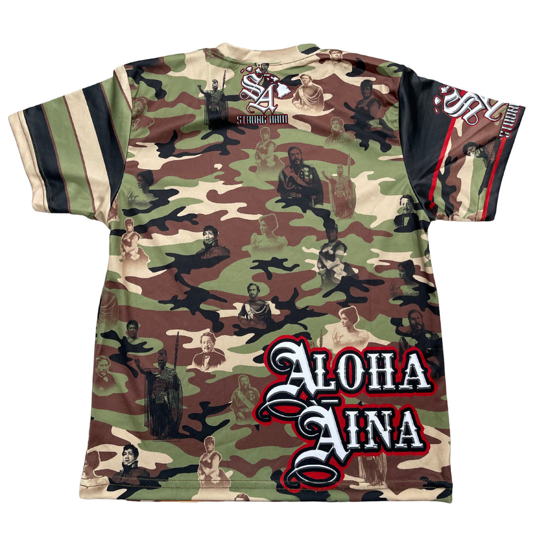 Pop-Up Mākeke - Strongarm Hawaiians - Royal Camo Sublimation Shirt - Back View