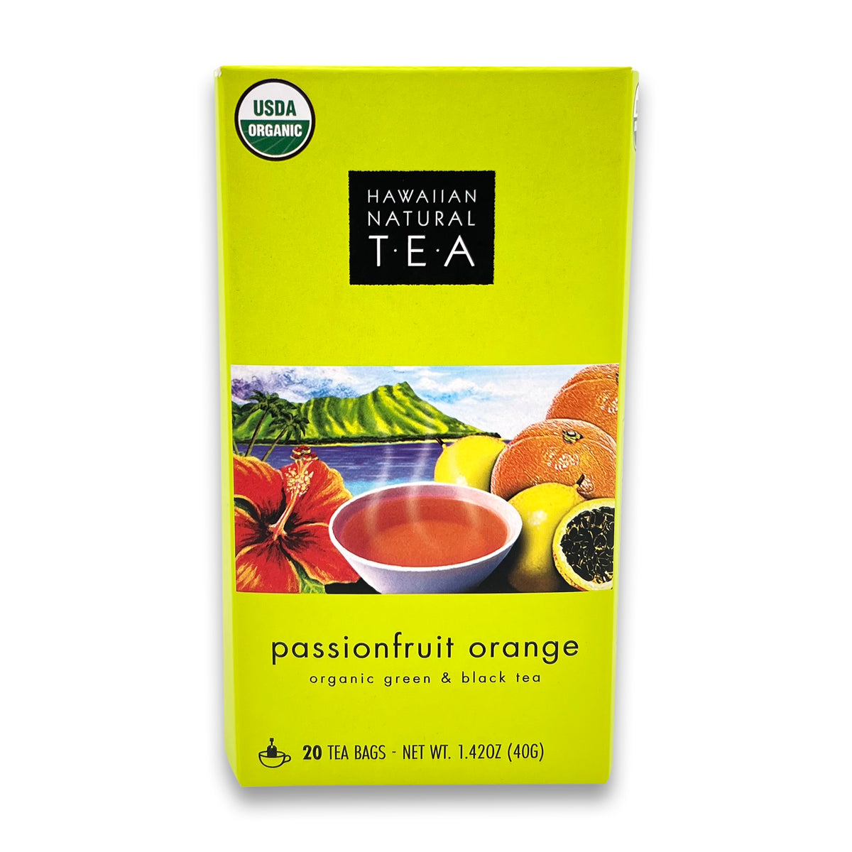 Pop-Up Mākeke - Tea Chest Hawaii - Organic Green &amp; Black Tea - Passionfruit Orange - Front View