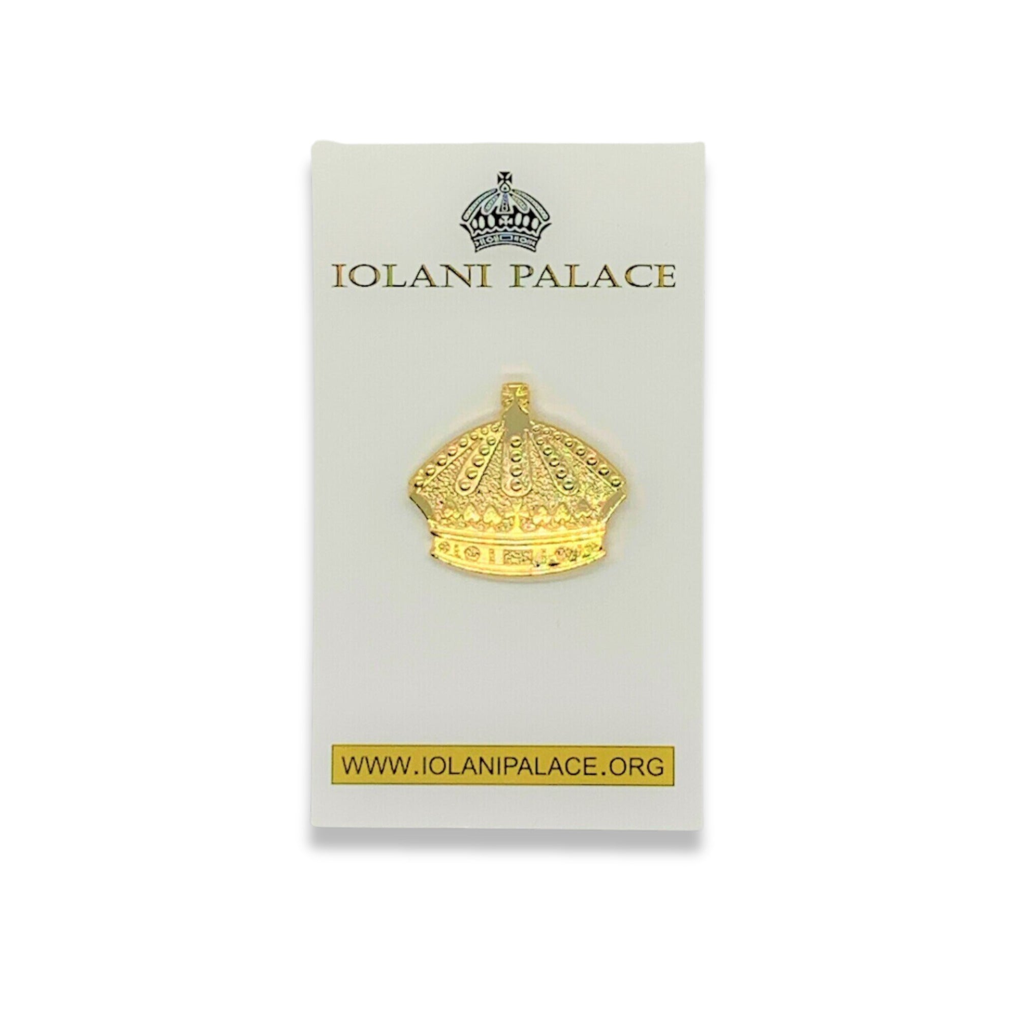 Pop-Up Mākeke - The Friends of Iolani Palace - Gold Crown Lapel Pin - Front View
