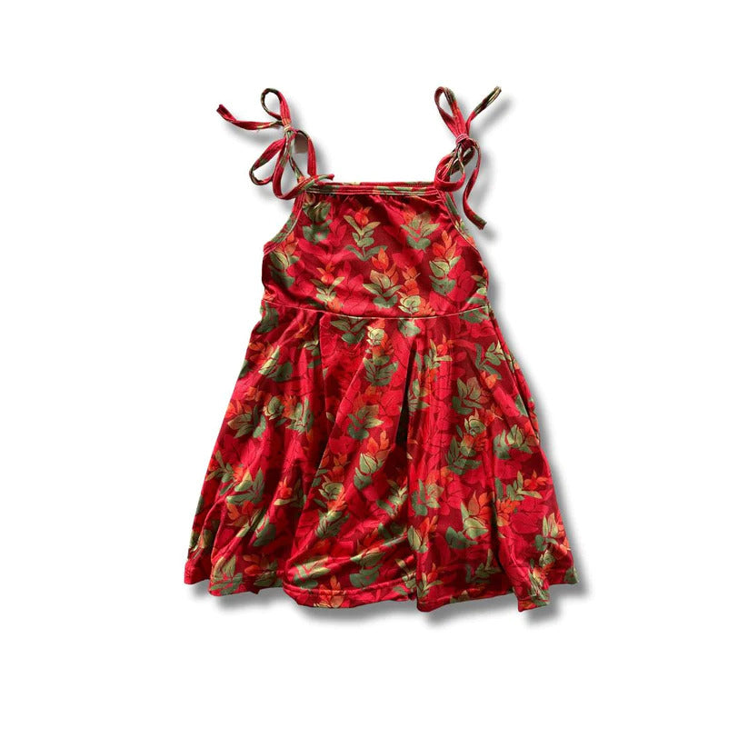 Pop-Up Mākeke - The Keiki Department - Kili Girl&#39;s Dress - Liko Lehua in Red