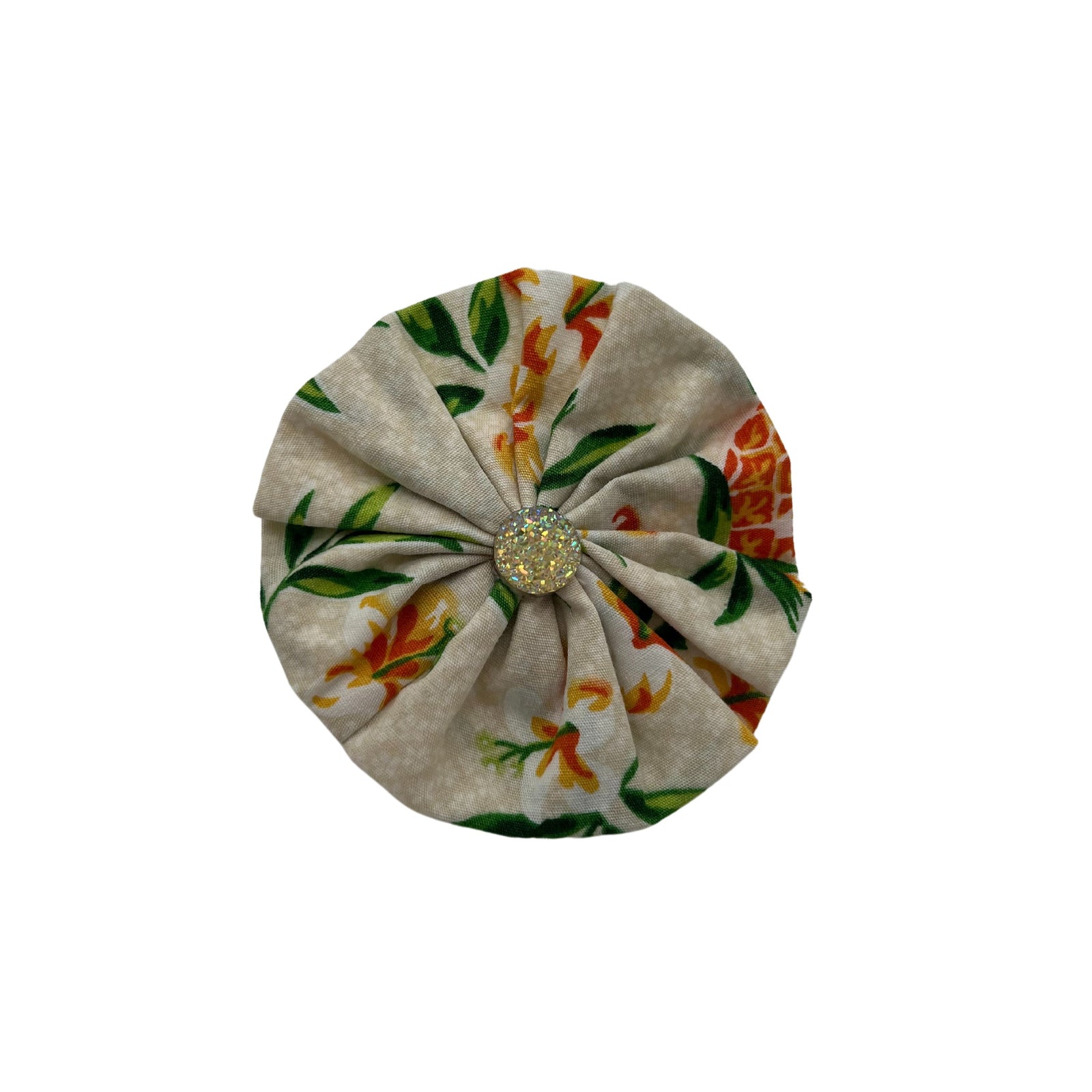 Pop-Up Mākeke - humBowbarks Pet Wear - Ruffle Flower - White Glitter - Front View