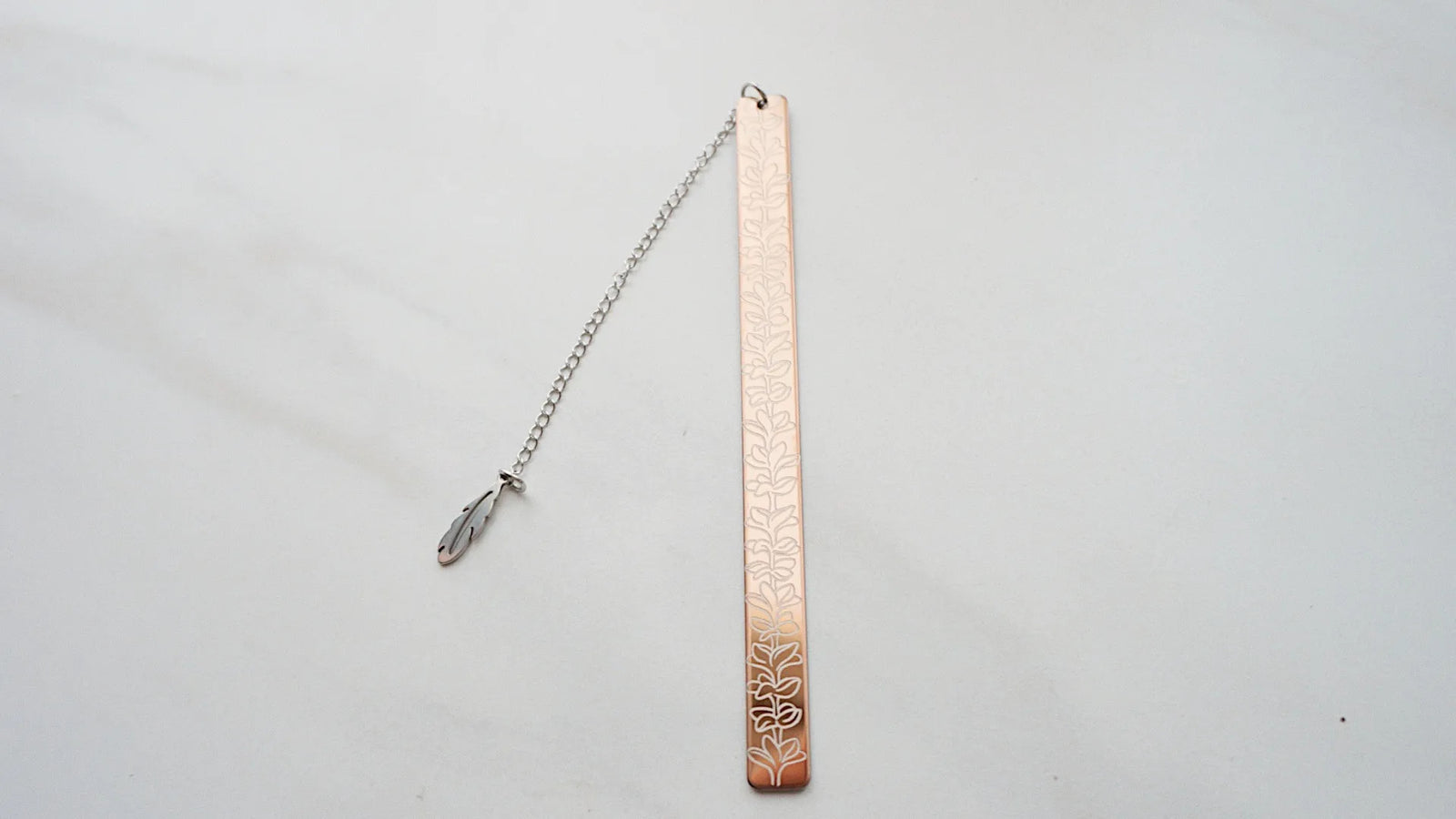 Rose Gold Stainless Steel Bookmark - Plumeria