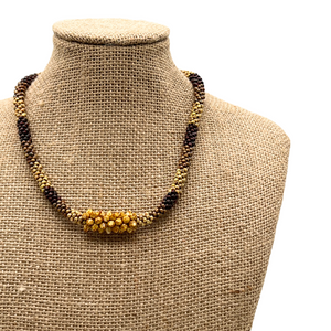 Brown Picasso Spiky Bead Necklace "Forbidden Island" Inspired - 19"
