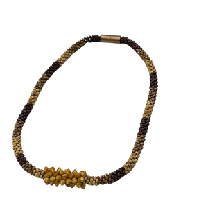 Brown Picasso Spiky Bead Necklace "Forbidden Island" Inspired - 19"
