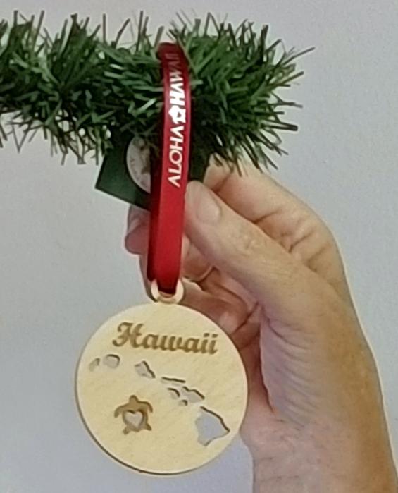 Islands of Hawaii Birch Wood Christmas Ornament