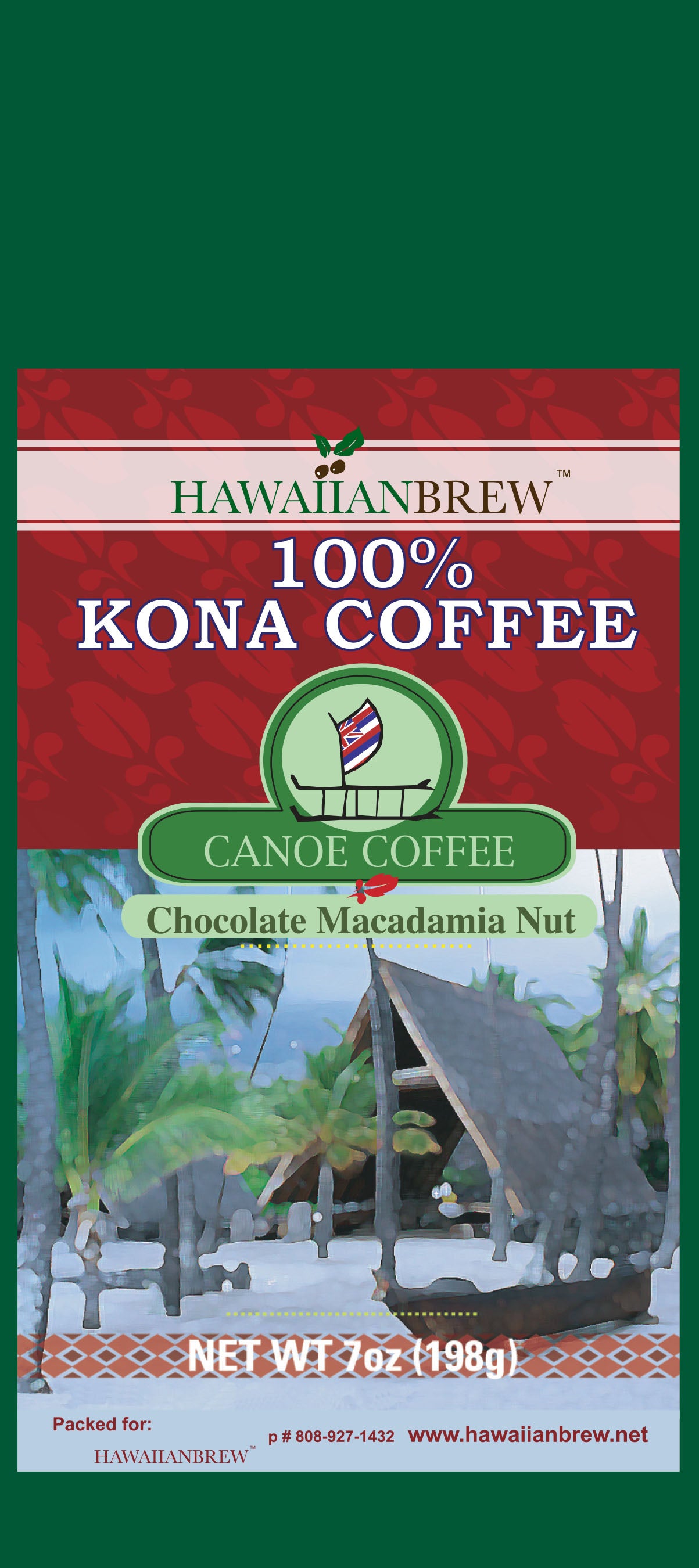 100% Kona Coffee Chocolate Macadamia Nut - 7 oz - Ground