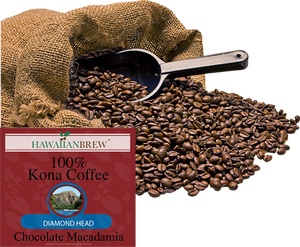 100% Kona Chocolate Macadamia Nut Coffee - Diamond Head Label
