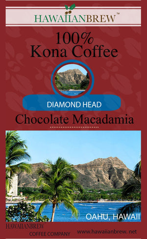 100% Kona Coffee Original - Chocolate Macadamia Nut - Diamond Head Label