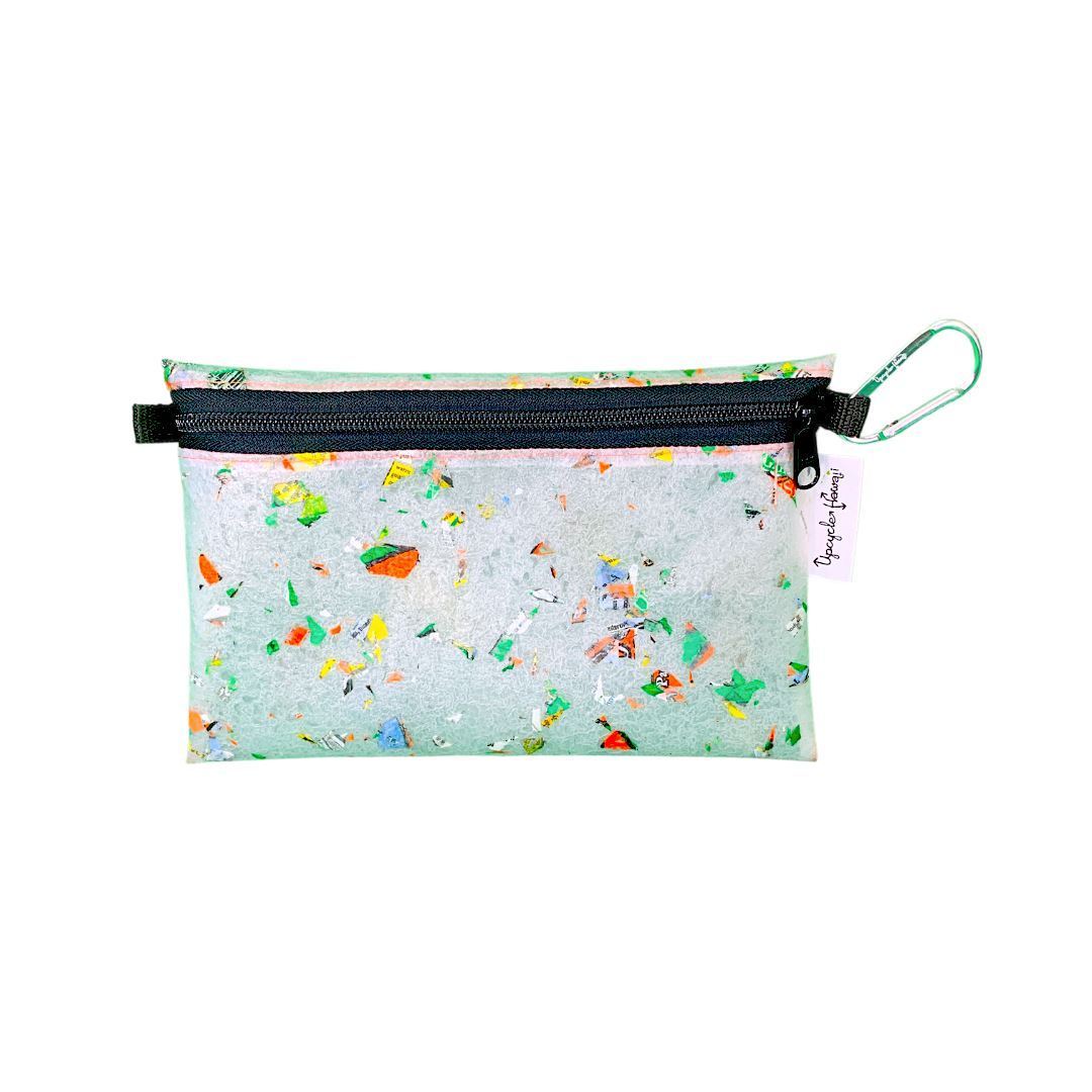 FPZPLR-FIE Upcycle Hawaii Fused Plastic Fetti Zipper Pouches Upcycled Repurposed Made in Hawaii