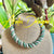 Green Toned & Beige with Blue Center Lei Necklace & Hat Band
