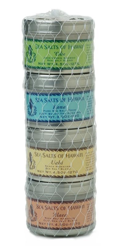 Hawaiian Sea Salt Gift with Bamboo Green, Kona White, Alaea Red and Black Hawaiian Sea Salts