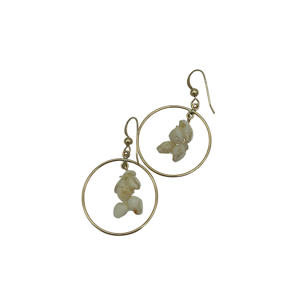 Baby Pikake Earrings with 14KGF Hoop #152