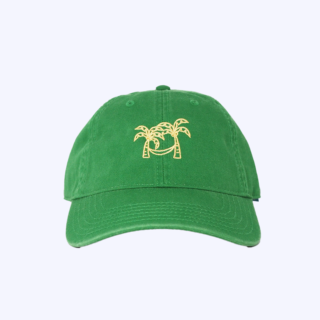 Kelly Green Dad Cap with Palm Trees