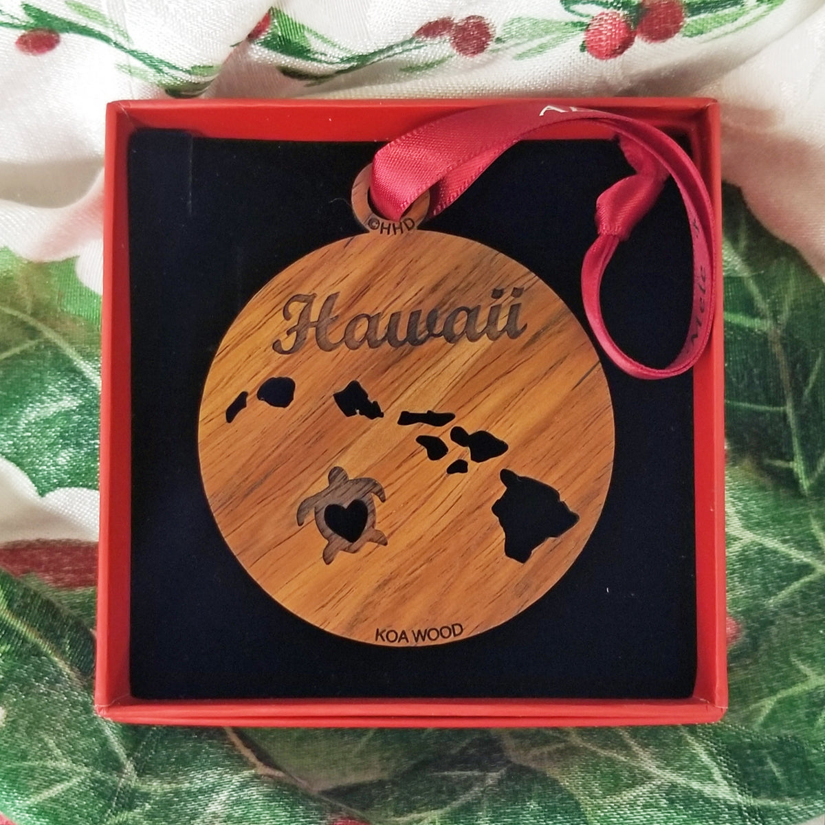 Hawaiian Islands Koa Wood Christmas Ornament
